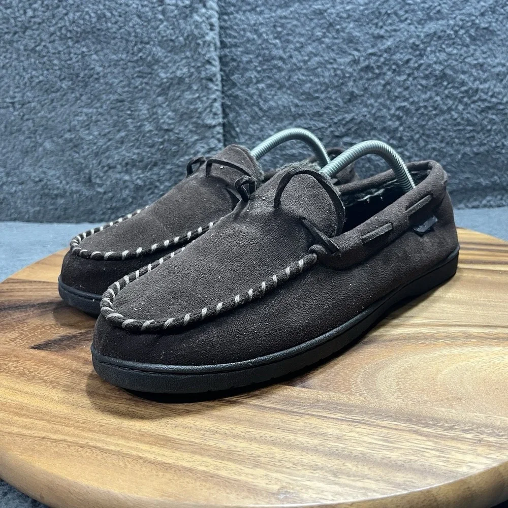 DOCKERS‎ Men's 9-10 lace Up Flat Slippers Shoes Brown Sandals Cotton